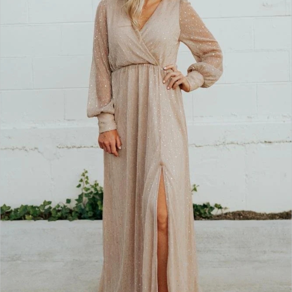 Baltic Born Tan Long Sleeve Wrap Gown